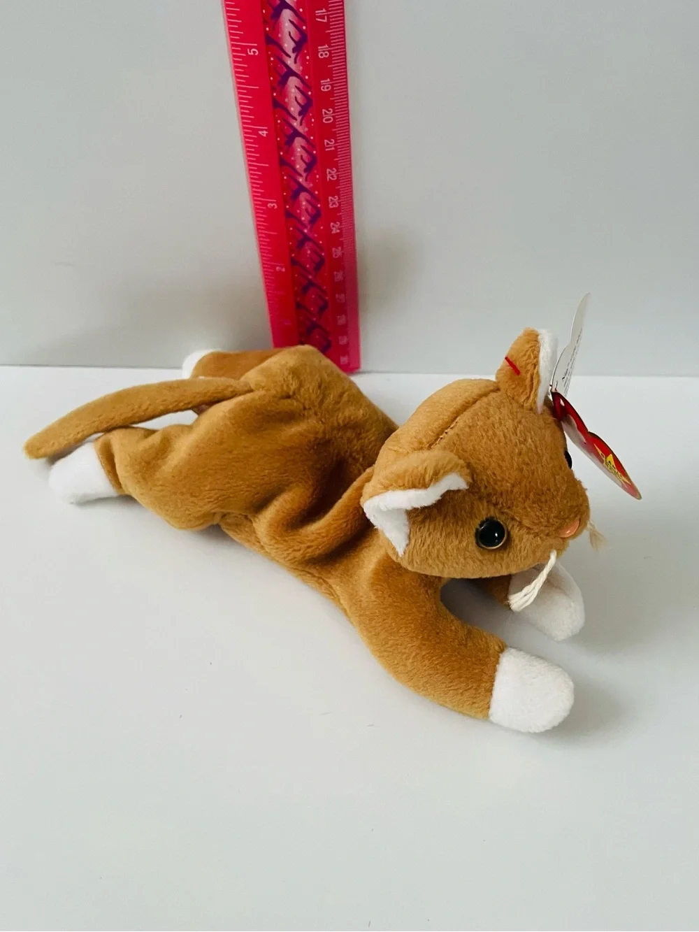 Ty Brown & White Cat Plush with Heart Tag